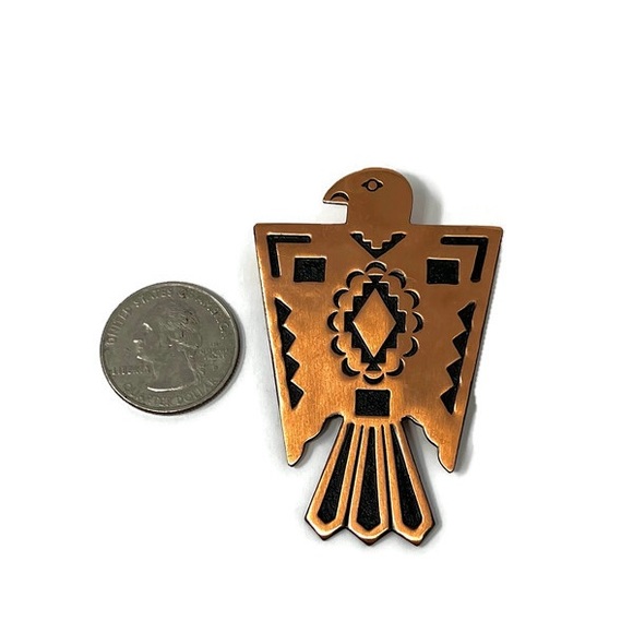 ✨VINTAGE✨Trading Post Copper Thunderbird Mid Century Southwest Brooch Pin - Picture 5 of 6